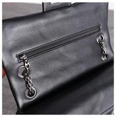 Womens Leather Shoulder Purses Womens Black Diamond Leather Chain Shoulder Purse Leather Chain Purse for Ladies