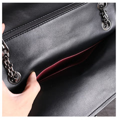 Womens Leather Shoulder Purses Womens Black Diamond Leather Chain Shoulder Purse Leather Chain Purse for Ladies
