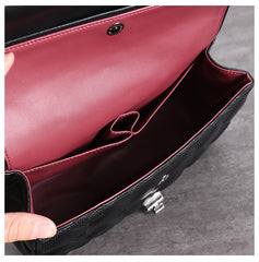 Womens Leather Shoulder Purses Womens Black Diamond Leather Chain Shoulder Purse Leather Chain Purse for Ladies