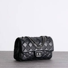 Womens Leather Shoulder Purses Womens Black Diamond Leather Chain Shoulder Purse Leather Chain Purse for Ladies