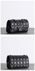 Womens Leather Shoulder Purses Womens Black Diamond Leather Chain Shoulder Purse Leather Chain Purse for Ladies