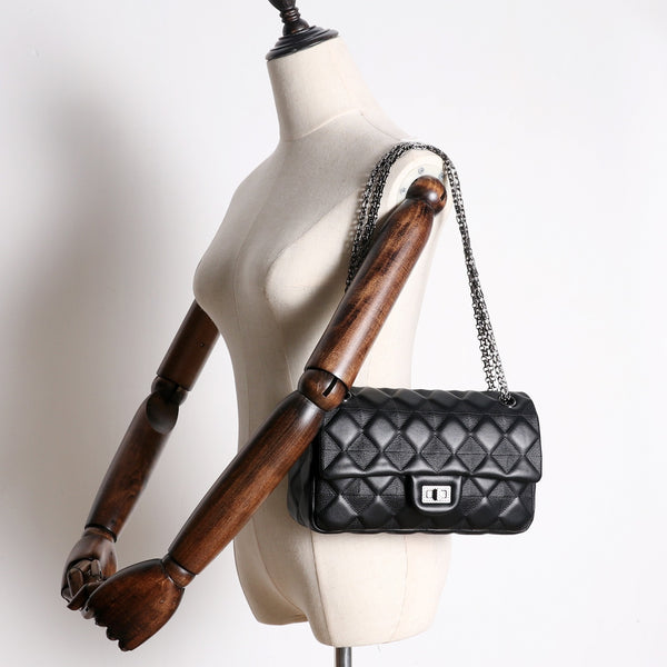 Womens Leather Shoulder Purses Womens Black Diamond - Back View