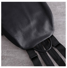 Womens Leather&Nylon Backpack Black Travel Backpack Purse Black Classic School Rucksack for Ladies