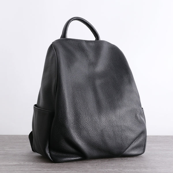 Womens Leather&Nylon Backpack Black Travel Backpack Purse - Back View
