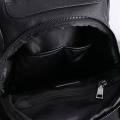 Womens Leather&Nylon Backpack Black Travel Backpack Purse Black Classic School Rucksack for Ladies