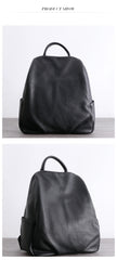 Womens Leather&Nylon Backpack Black Travel Backpack Purse Black Classic School Rucksack for Ladies