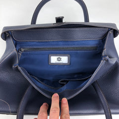 Womens Navy Leather Handbag Purse Leather Navy Shoulder Bag Handbag Purse for Ladies
