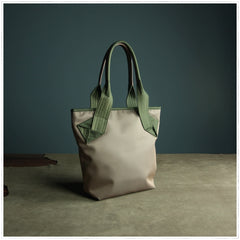 Womens Light Gray Nylon Shoulder Tote Bags Best Light Gray Nylon Tote Handbag Shopper Bags Purse for Ladies