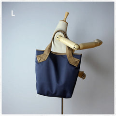 Womens Navy Nylon Shoulder Tote Bags Best Blue Nylon Tote Handbag Shopper Bags Purse for Ladies
