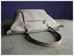Womens Light Gray Nylon Shoulder Tote Small Light Gray&Yellow Nylon Handbag Purse for Ladies