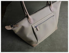 Womens Light Gray Nylon Shoulder Tote Small Light Gray&Yellow Nylon Handbag Purse for Ladies