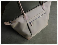 Womens Navy Nylon Shoulder Tote Large Dark Blue&Brown Nylon Handbag Purse for Ladies