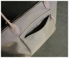 Womens Khaki Nylon Shoulder Tote Large Khaki Nylon Handbag Purse for Ladies