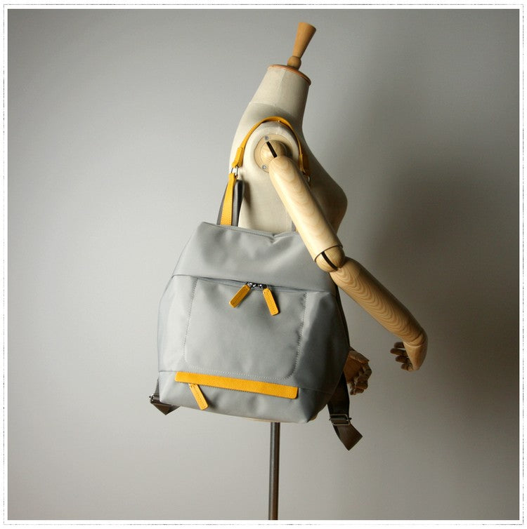 Womens Nylon Backpack Best Satchel Backpack Purse Nylon Gray School Rucksack for Ladies