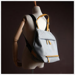 Womens Nylon Backpack Best Satchel Backpack Purse Nylon Gray School Rucksack for Ladies