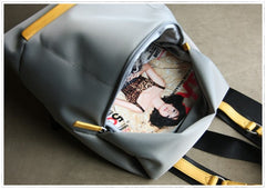 Womens Nylon Backpack Gray Best Satchel Backpack Purse Nylon School Rucksack for Ladies