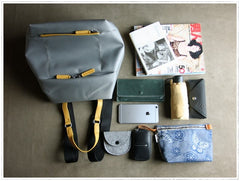 Womens Nylon Backpack Gray Best Satchel Backpack Purse Nylon School Rucksack for Ladies