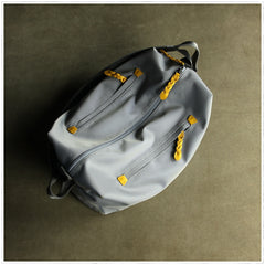 Womens Nylon Gray&Yellow Large Sling Bag Shoulder Sports Gym Bag Nylon Overnight Crossbody Bag for Ladies