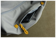 Womens Nylon Gray&Yellow Large Sling Bag Shoulder Sports Gym Bag Nylon Overnight Crossbody Bag for Ladies