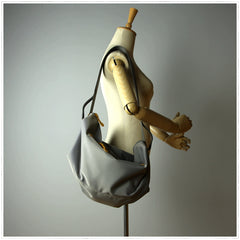 Womens Nylon Gray Large Sling Bag Shoulder Sports Gym Bag Nylon Overnight Crossbody Bag for Ladies