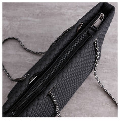 Womens Nylon Diamond Shoulder Purse Womens Black Nylon Chain Shoulder Purse Nylon Chain Purse for Ladies