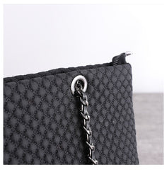 Womens Nylon Diamond Shoulder Purse Womens Black Nylon Chain Shoulder Purse Nylon Chain Purse for Ladies