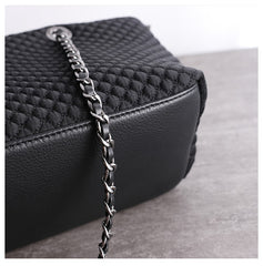 Womens Nylon Diamond Shoulder Purse Womens Black Nylon Chain Shoulder Purse Nylon Chain Purse for Ladies