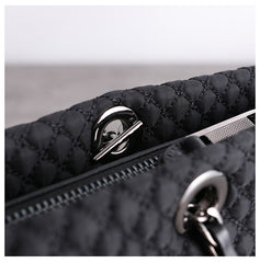Womens Nylon Diamond Shoulder Purse Womens Black Nylon Chain Shoulder Purse Nylon Chain Purse for Ladies