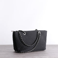 Womens Nylon Diamond Shoulder Purse Womens Black Nylon Chain Shoulder Purse Nylon Chain Purse for Ladies
