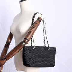 Womens Nylon Diamond Shoulder Purse Womens Black Nylon Chain Shoulder Purse Nylon Chain Purse for Ladies