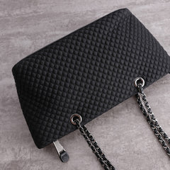 Womens Nylon Diamond Shoulder Purse Womens Black Nylon Chain Shoulder Purse Nylon Chain Purse for Ladies