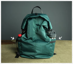 Womens Nylon Large Backpack Purse Dark Green Nylon Travel Backpack School Rucksack for Ladies