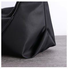 Womens Nylon Leather Barrel Shoulder Purse Womens Black Nylon Gym Crossbody Purse Nylon Work Shoulder Purse for Ladies