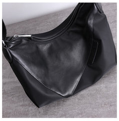 Womens Nylon Leather Barrel Shoulder Purse Womens Black Nylon Gym Crossbody Purse Nylon Work Shoulder Purse for Ladies