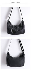 Womens Nylon Leather Barrel Shoulder Purse Womens Black Nylon Gym Crossbody Purse Nylon Work Shoulder Purse for Ladies