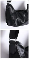 Womens Nylon Leather Barrel Shoulder Purse Womens Black Nylon Gym Crossbody Purse Nylon Work Shoulder Purse for Ladies