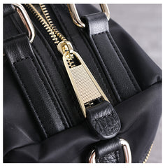 Womens Nylon Leather Boston Handbags Womens Black Nylon Boston Shoulder Purse for Ladies