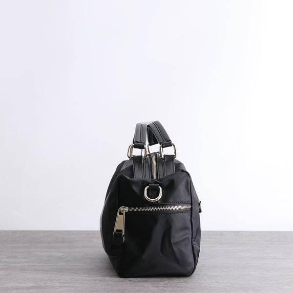Womens Nylon Leather Boston Handbags Womens Black Nylon Boston Shoulder Purse fo NB02591106