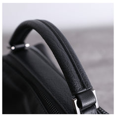 Womens Nylon Leather Boston Handbags Womens Black Nylon Shoulder Purse for Ladies