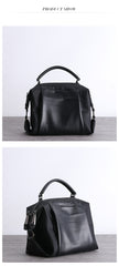 Womens Nylon Leather Boston Handbags Womens Black Nylon Shoulder Purse for Ladies