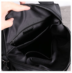 Womens Nylon Leather Gym Handbag Purse Womens Black Nylon Gym Purse Nylon Work Shoulder Purse for Ladies