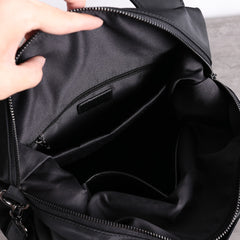 Womens Nylon Leather Gym Handbag Purse Womens Black Nylon Gym Purse Nylon Work Shoulder Purse for Ladies