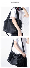 Womens Nylon Leather Gym Handbags Womens Black Nylon Gym Purse Nylon Work Shoulder Purse for Ladies