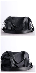 Womens Nylon Leather Gym Handbags Womens Black Nylon Gym Purse Nylon Work Shoulder Purse for Ladies