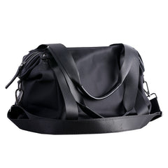 Womens Nylon Leather Gym Handbags Womens Black Nylon Gym Purse Nylon Work Shoulder Purse for Ladies