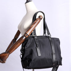 Womens Nylon Leather Gym Shoulder Purse Womens Black Nylon Gym Purse Nylon Work Shoulder Purse for Ladies