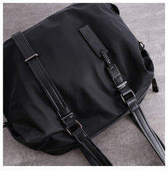 Womens Nylon Leather Gym Shoulder Purse Womens Black Nylon Gym Purse Nylon Work Shoulder Purse for Ladies