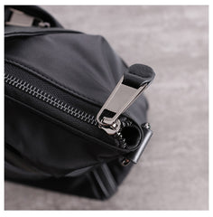 Womens Nylon Leather Gym Tote Purse Womens Black Nylon Gym Purse Nylon Work Shoulder Purse for Ladies