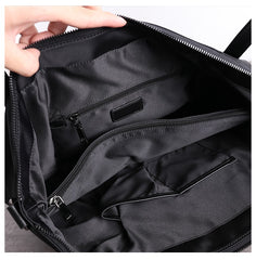 Womens Nylon Leather Gym Tote Purse Womens Black Nylon Gym Purse Nylon Work Shoulder Purse for Ladies