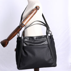 Womens Nylon Leather Gym Tote Purse Womens Black Nylon Gym Purse Nylon Work Shoulder Purse for Ladies
